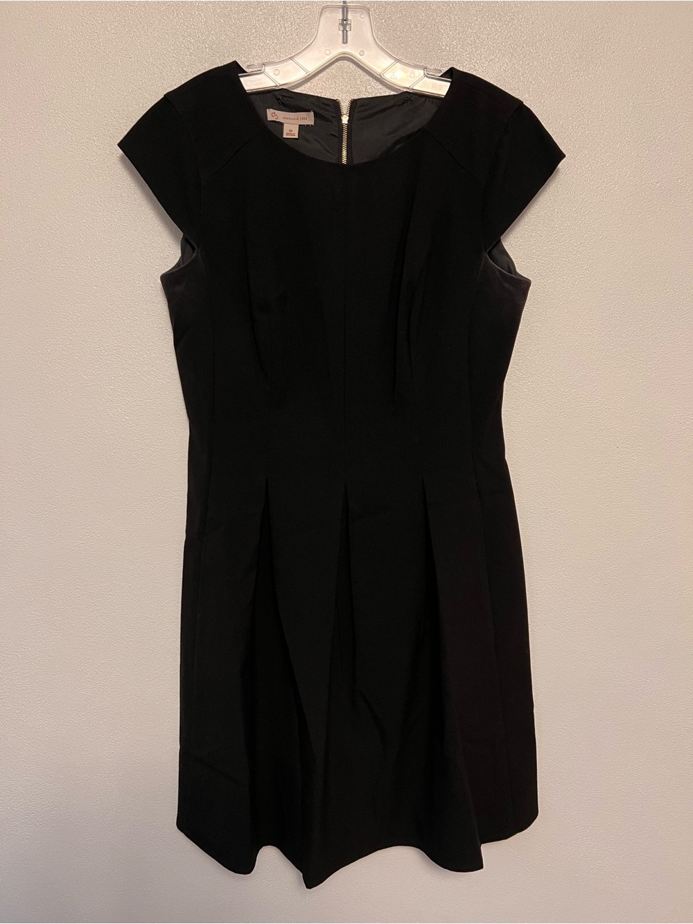 Dress Barn Cap-Sleeve A-Line Pleated Black Dress